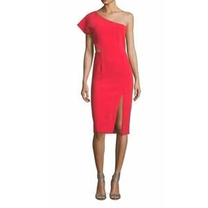 Alice + Olivia Dina Red Cut Out One Shoulder Dress Size 4